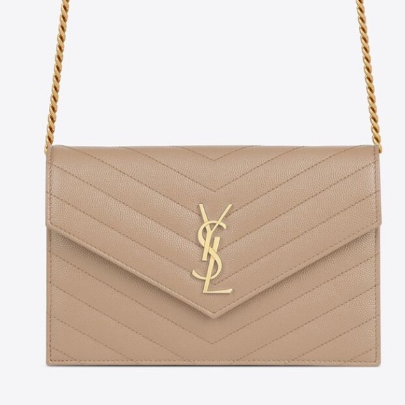 Saint Laurent Nude Bag With Gold Chain, Front Flap, Shoulder Bag - Picture 9 of 13